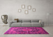 Machine Washable Persian Pink Traditional Rug in a Living Room, wshtr605pnk