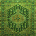 Round Machine Washable Persian Green Traditional Area Rugs, wshtr605grn