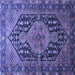 Square Machine Washable Persian Blue Traditional Rug, wshtr605blu