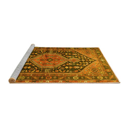 Sideview of Machine Washable Persian Yellow Traditional Rug, wshtr605yw
