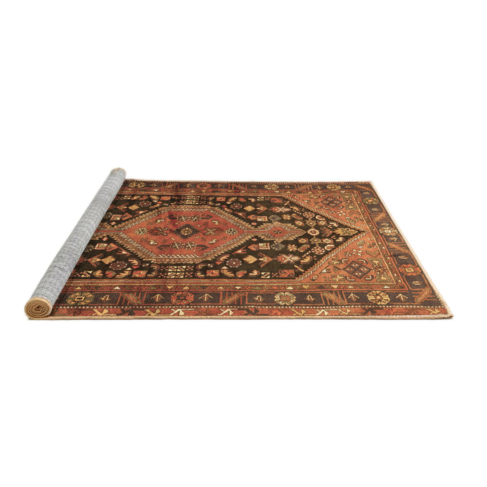 Sideview of Machine Washable Persian Brown Traditional Rug, wshtr605brn