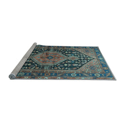 Sideview of Machine Washable Persian Light Blue Traditional Rug, wshtr605lblu