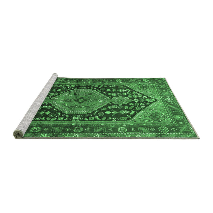 Sideview of Machine Washable Persian Emerald Green Traditional Area Rugs, wshtr605emgrn