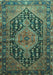 Machine Washable Persian Turquoise Traditional Area Rugs, wshtr605turq