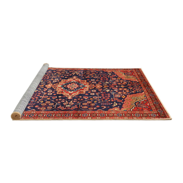 Sideview of Machine Washable Traditional Copper Red Pink Rug, wshtr606