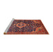 Sideview of Machine Washable Traditional Copper Red Pink Rug, wshtr606