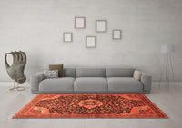 Machine Washable Persian Orange Traditional Rug, wshtr606org