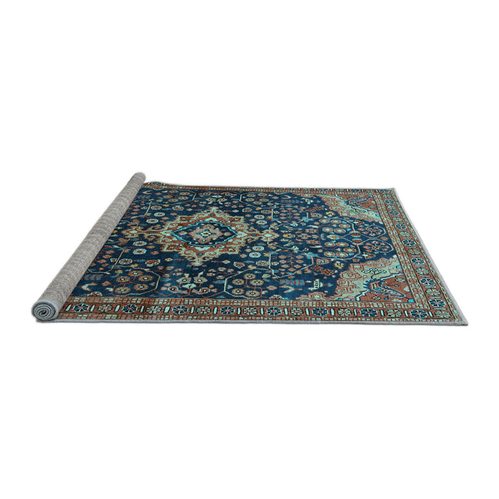 Sideview of Machine Washable Persian Light Blue Traditional Rug, wshtr606lblu