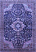 Machine Washable Persian Blue Traditional Rug, wshtr606blu