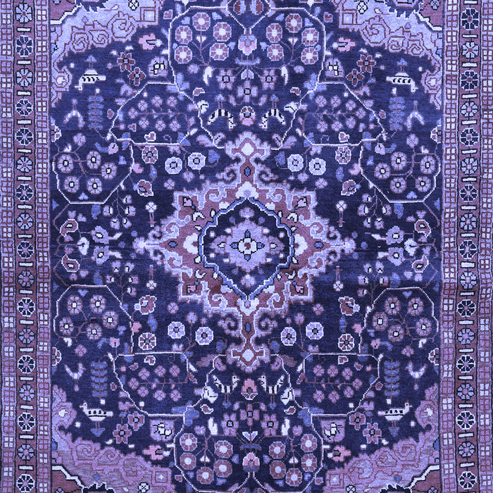 Machine Washable Persian Blue Traditional Rug, wshtr606blu