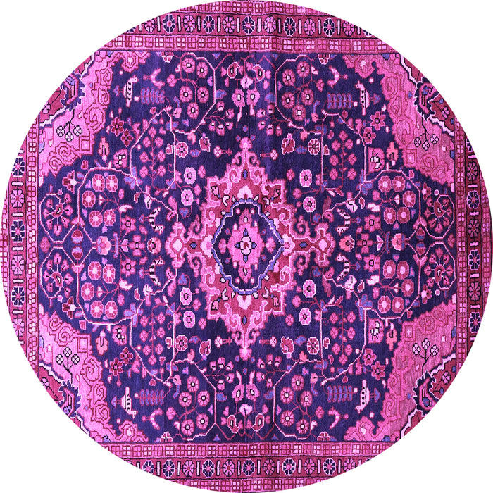 Round Persian Purple Traditional Rug, tr606pur