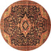 Round Machine Washable Persian Brown Traditional Rug, wshtr606brn