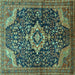 Square Persian Turquoise Traditional Rug, tr606turq