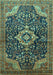 Machine Washable Persian Turquoise Traditional Area Rugs, wshtr606turq