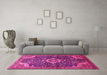 Machine Washable Persian Pink Traditional Rug in a Living Room, wshtr606pnk