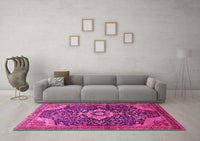 Machine Washable Persian Pink Traditional Rug, wshtr606pnk