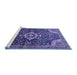 Sideview of Machine Washable Persian Blue Traditional Rug, wshtr606blu