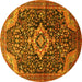 Round Machine Washable Persian Yellow Traditional Rug, wshtr606yw