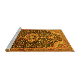 Sideview of Machine Washable Persian Yellow Traditional Rug, wshtr606yw