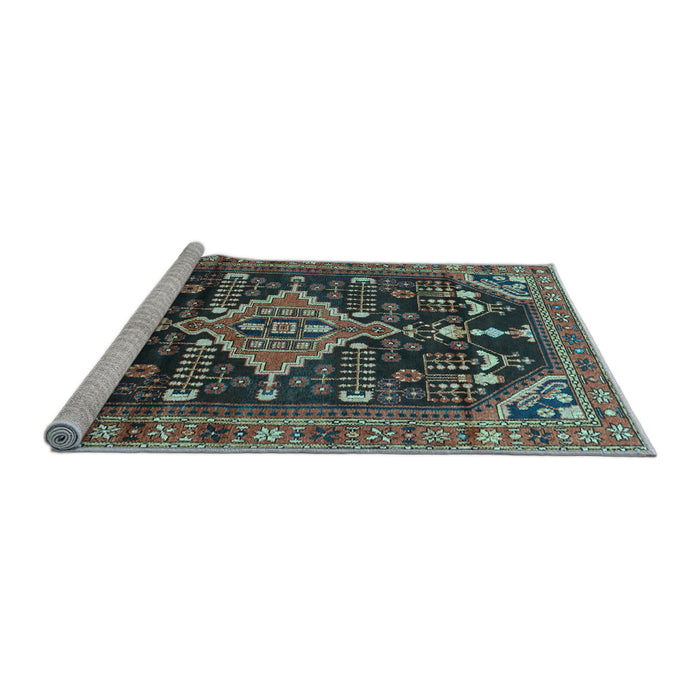 Sideview of Machine Washable Persian Light Blue Traditional Rug, wshtr607lblu