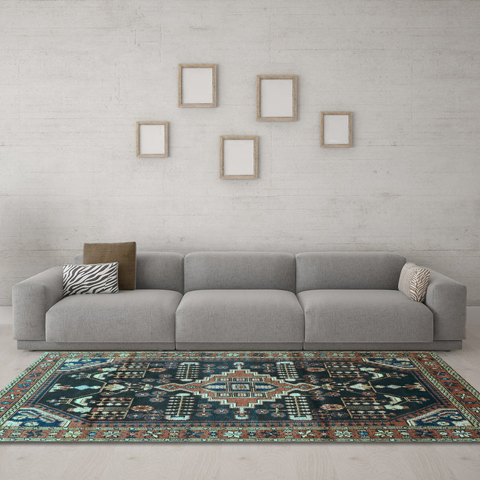 Machine Washable Persian Light Blue Traditional Rug in a Living Room, wshtr607lblu