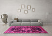 Machine Washable Persian Pink Traditional Rug in a Living Room, wshtr607pnk