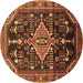 Round Persian Brown Traditional Rug, tr607brn