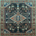 Square Machine Washable Persian Light Blue Traditional Rug, wshtr607lblu