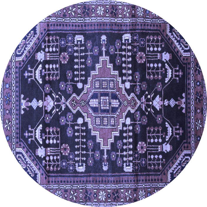 Round Persian Blue Traditional Rug, tr607blu