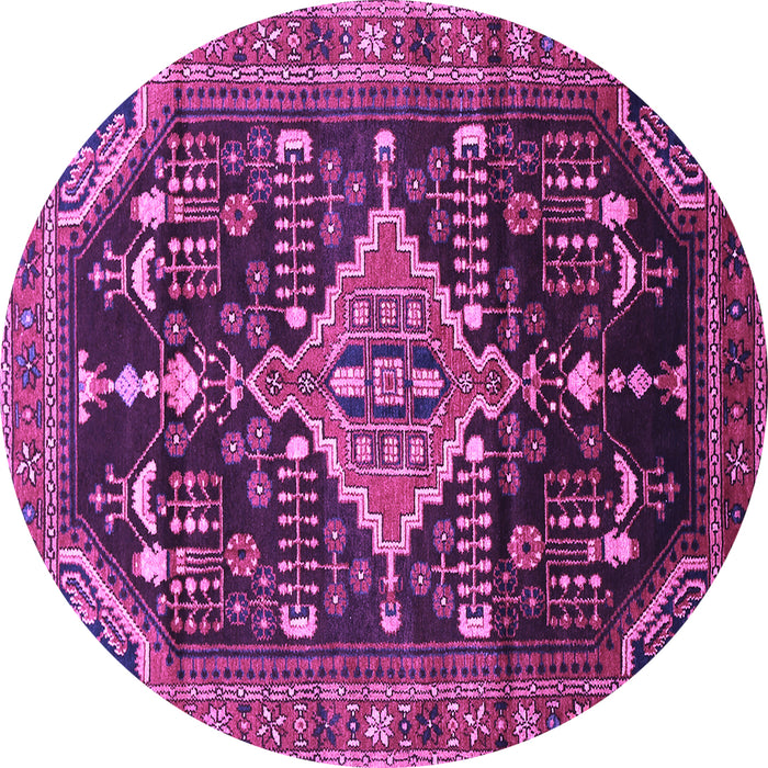 Round Persian Purple Traditional Rug, tr607pur