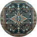 Round Persian Light Blue Traditional Rug, tr607lblu