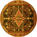 Round Persian Yellow Traditional Rug, tr607yw