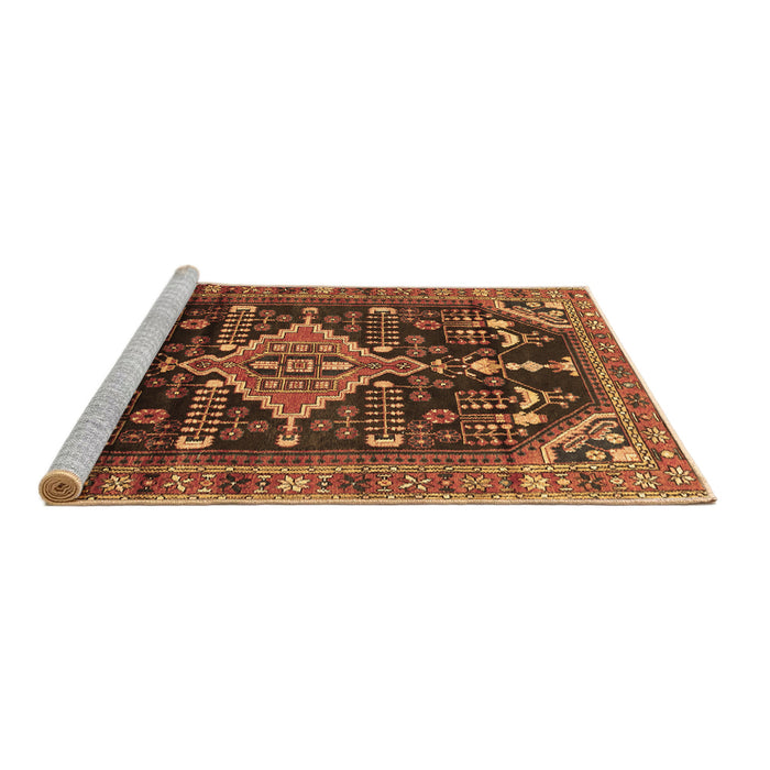 Sideview of Machine Washable Persian Brown Traditional Rug, wshtr607brn