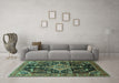 Machine Washable Persian Turquoise Traditional Area Rugs in a Living Room,, wshtr607turq