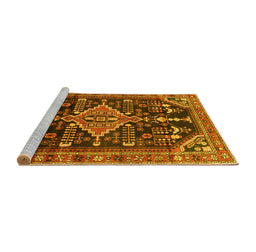 Sideview of Machine Washable Persian Yellow Traditional Rug, wshtr607yw