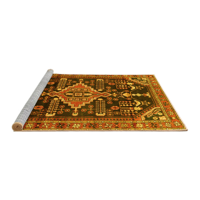 Sideview of Machine Washable Persian Yellow Traditional Rug, wshtr607yw