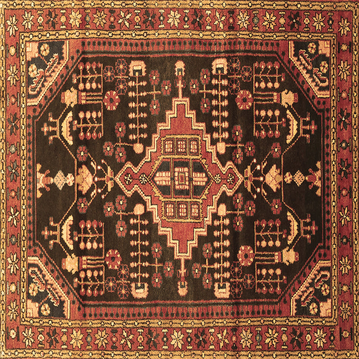 Square Machine Washable Persian Brown Traditional Rug, wshtr607brn