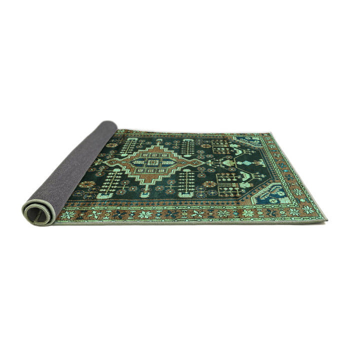 Sideview of Persian Turquoise Traditional Rug, tr607turq