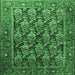 Square Machine Washable Persian Emerald Green Traditional Area Rugs, wshtr608emgrn