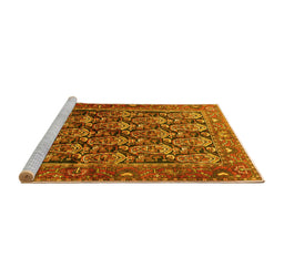 Sideview of Machine Washable Persian Yellow Traditional Rug, wshtr608yw