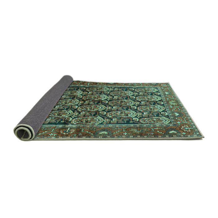 Sideview of Persian Turquoise Traditional Rug, tr608turq