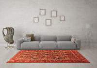 Machine Washable Persian Orange Traditional Rug, wshtr608org