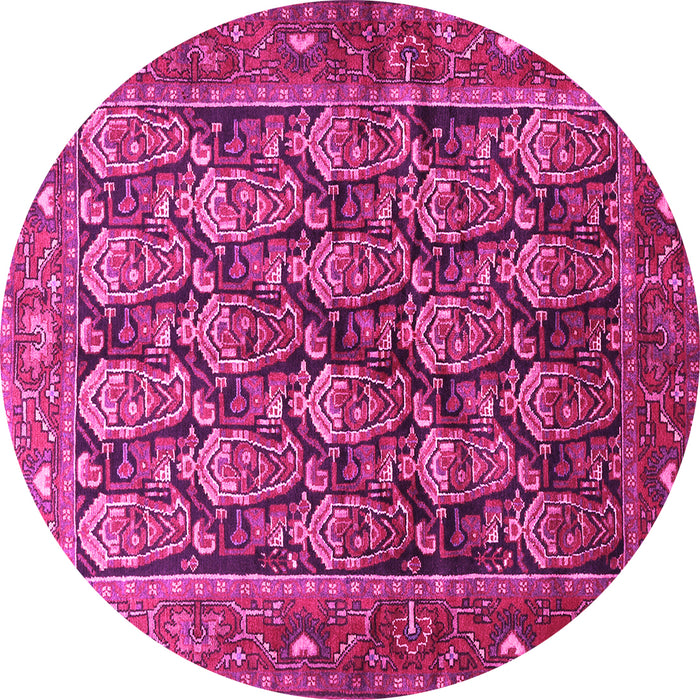 Round Machine Washable Persian Pink Traditional Rug, wshtr608pnk