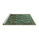 Sideview of Machine Washable Persian Turquoise Traditional Area Rugs, wshtr608turq