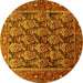 Round Persian Yellow Traditional Rug, tr608yw