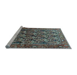 Sideview of Machine Washable Persian Light Blue Traditional Rug, wshtr608lblu