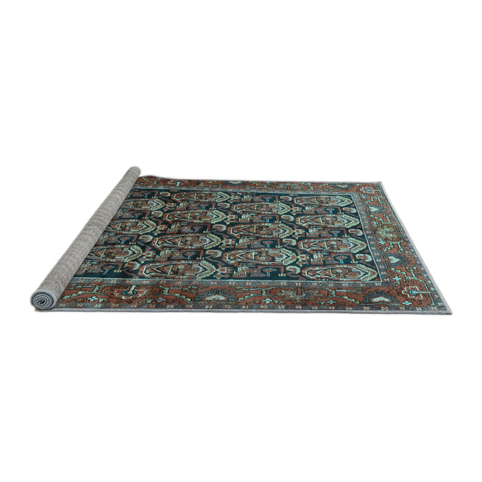 Sideview of Machine Washable Persian Light Blue Traditional Rug, wshtr608lblu
