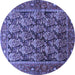 Round Machine Washable Persian Blue Traditional Rug, wshtr608blu