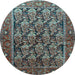 Round Persian Light Blue Traditional Rug, tr608lblu