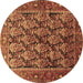 Round Persian Brown Traditional Rug, tr608brn